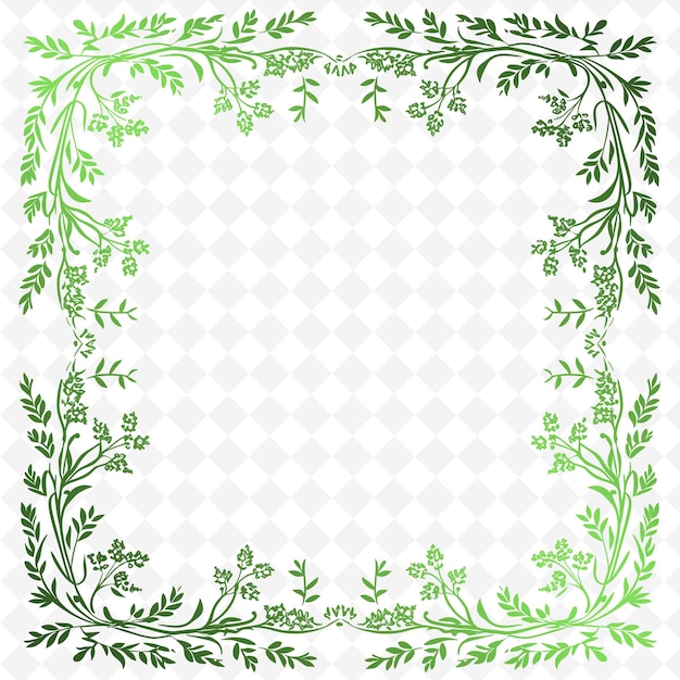Un marco floral verde con un patrón de hojas