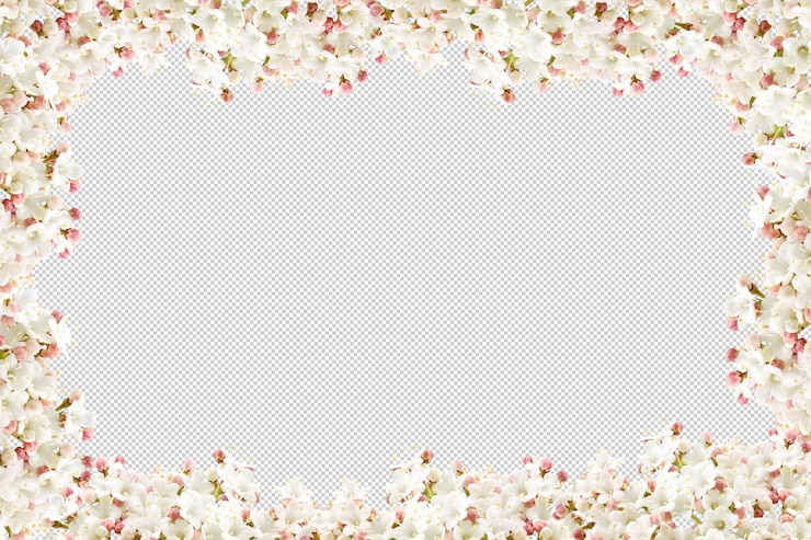 PSD marco de flores de viburnum blanco en primavera
