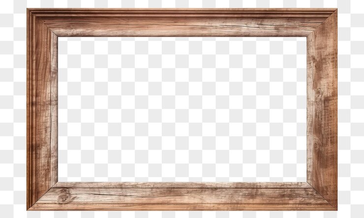 PSD marco fotográfico de madera aislado sobre un fondo transparente