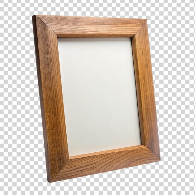 PSD marco fotográfico de madera aislado sobre un fondo transparente