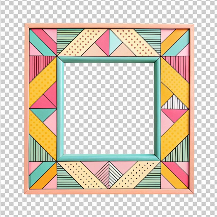 PSD marco fotográfico de patrón cuadrado geométrico de colores