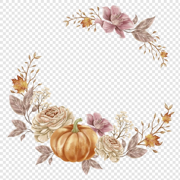 Marco de fotos de corona de otoño con hojas otoñales Follaje de otoño rústico