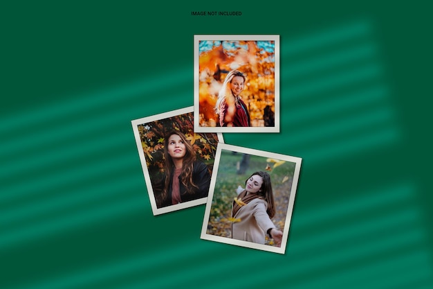 Marco de fotos superpuesto de sombra minimalista moderno maqueta polaroid premium PSD