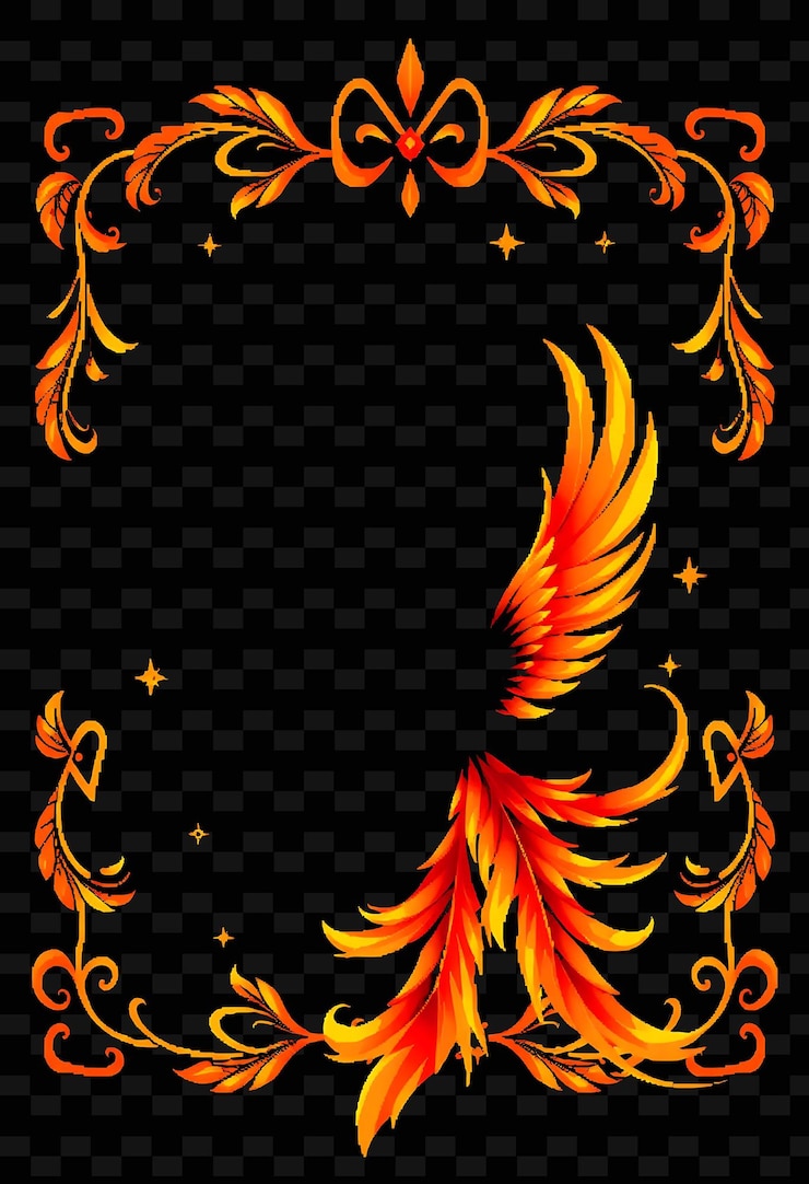 PSD el marco de la frontera de la pluma de fénix en forma de fénix wontons rodean el f png estilista de marco chino
