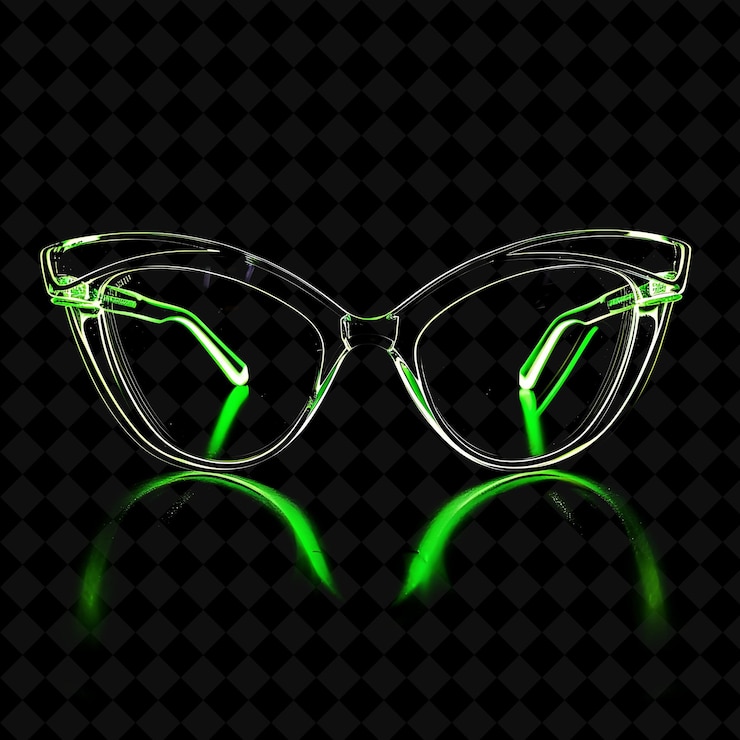 PSD marco de gafas con diseño moderno hecho con objeto de neón de acetato de celulosa en fondo oscuro