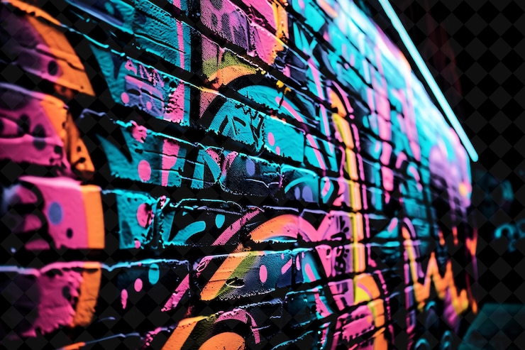 PSD marco de graffiti de neón png que resalta vechain con arte callejero y forma de neón y2k en fondo oscuro