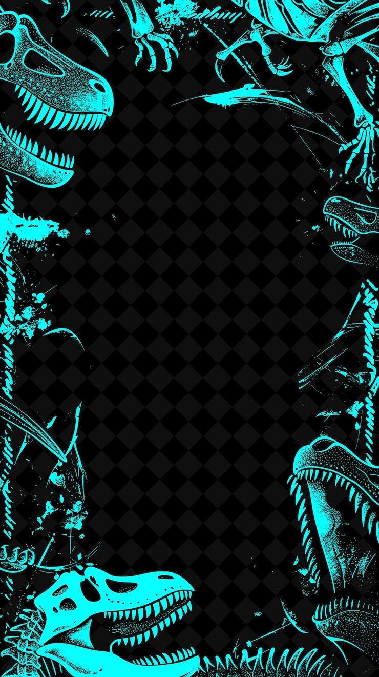 PSD marco de hueso de dinosaurio con cuerda de cuerda y formas fósiles leavi png diseño de fondo creativo