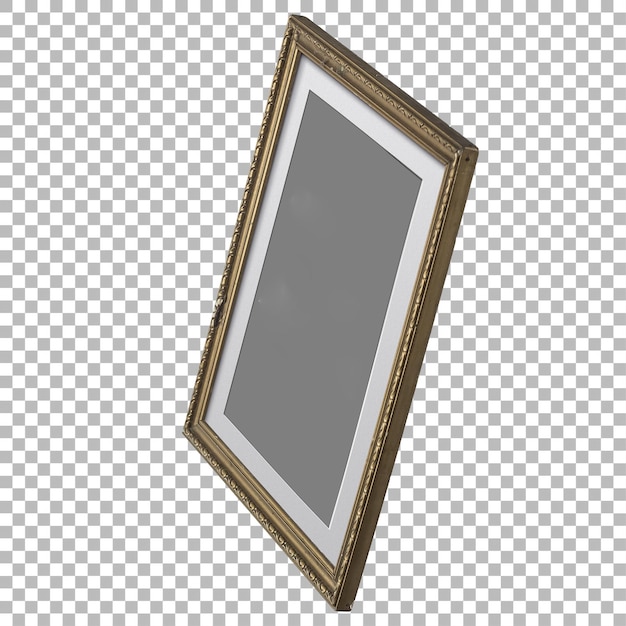 Un marco de imagen decorativo de pie en un ángulo diseñado para sostener una foto o obra de arte