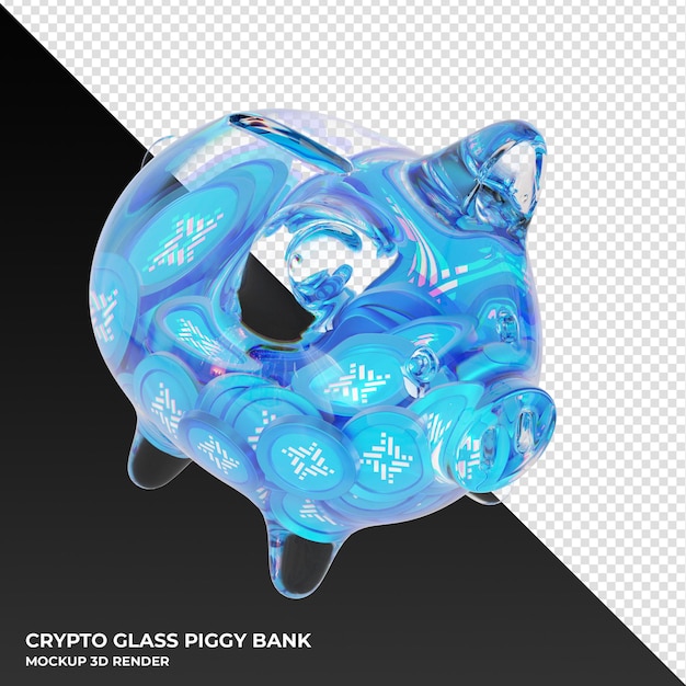Marco de infraestructura RSK RIF alcancía de vidrio con monedas criptográficas ilustración 3d
