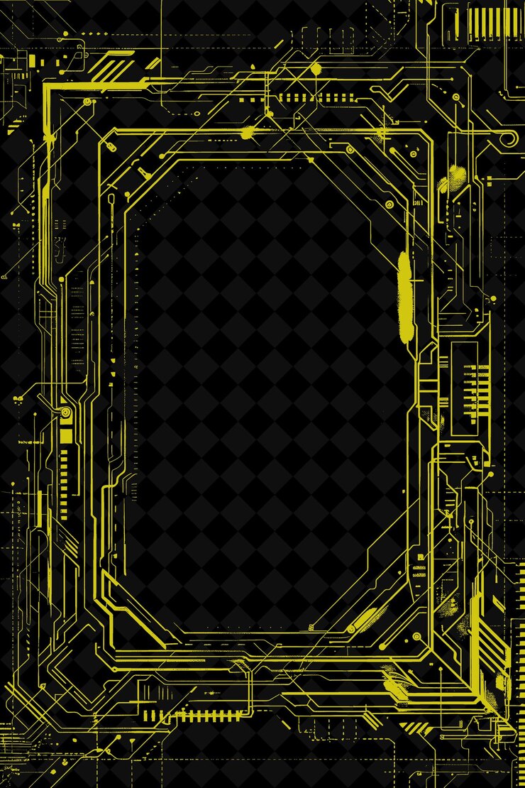 PSD marco de luz de neón futurista con cuerda de alambre y circuito boa png diseño de fondo creativo