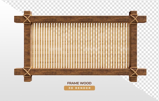 Marco de madera realista con fondo transparente.