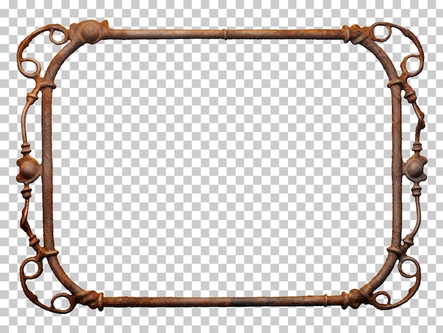 Marco de metal oxidado vintage aislado sobre fondo transparente png psd