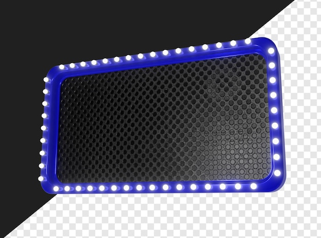 Marco metálico azul con luces iluminadas Elemento de diseño para proyectos creativos