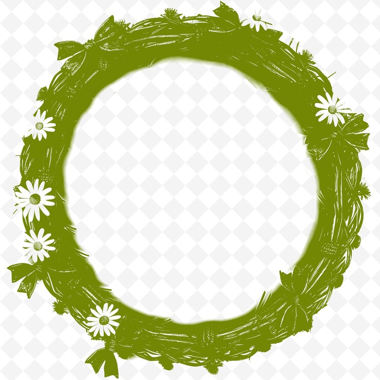 PSD marco de mimbre con flores de margarita raffia decoraciones de arco y un diseño de arte vectorial creativo de la naturaleza