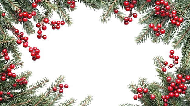 Marco navideño minimalista con ramas de hoja perenne