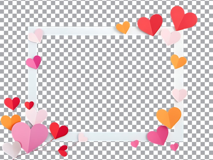 PSD marco de papel corazón para el día de san valentín bodas amplificador de amor decoración de fondo transparente