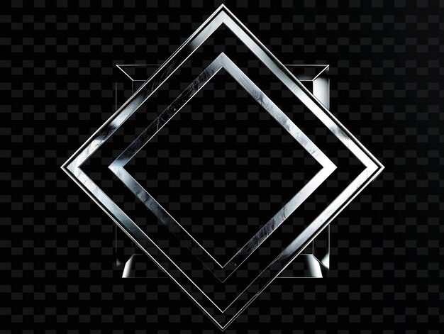Marco plateado geométrico con borde angular resaltado con diseño de fondo de lujo PNG