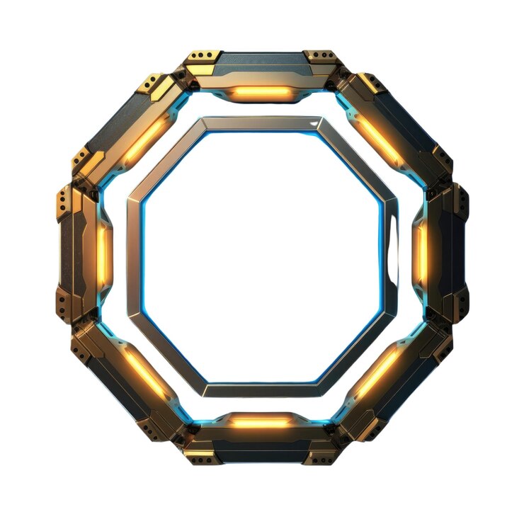 PSD marco de portal de forma geométrica misteriosa con luz de neón de estilo digital aig35