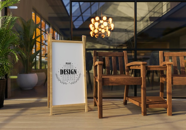 Marco de póster en salón Psd Mockup