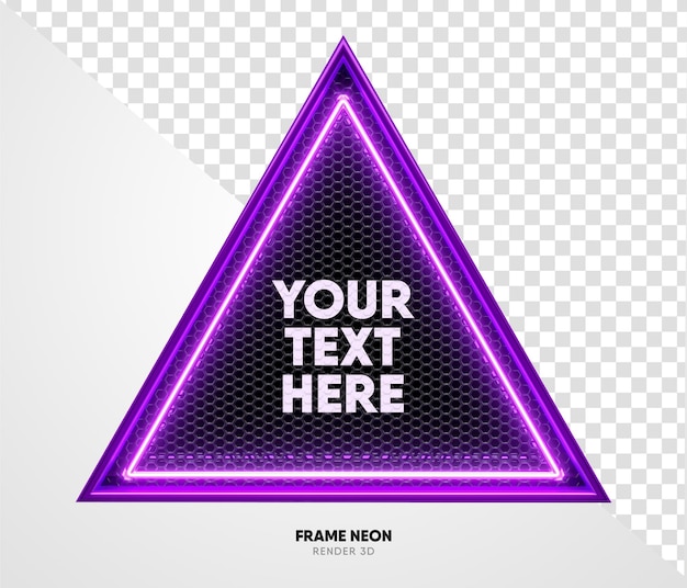 PSD marco púrpura con cuadrícula y textura de neón en render 3d realista con fondo transparente