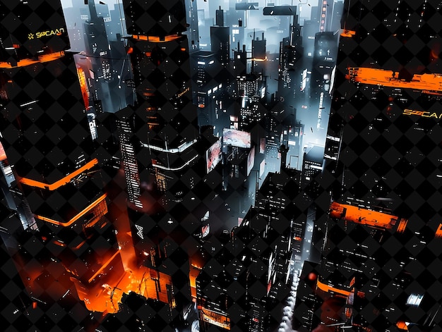 Marco de rascacielos Cyberpunk Png con el logotipo de Solana Futuristic Skysc Y2K Forma de neón en fondo oscuro