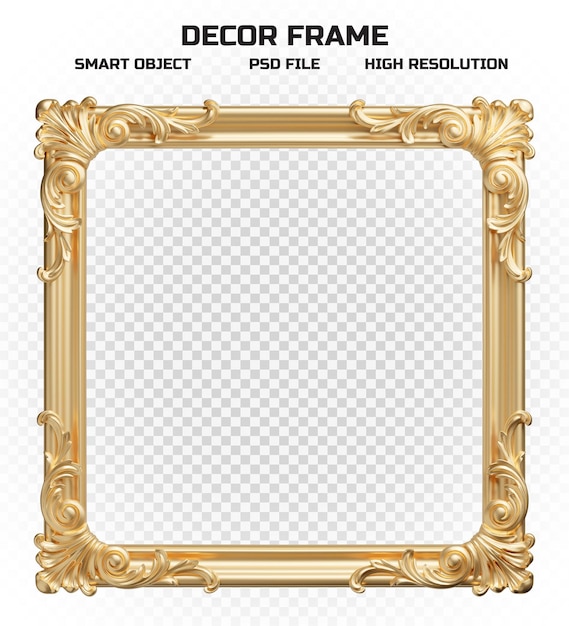 Marco realista con borde dorado brillante en alta resolución para la decoración de imágenes