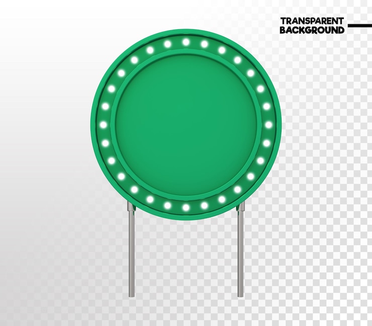 PSD marco redondeado con luces y verde en representación 3d realista
