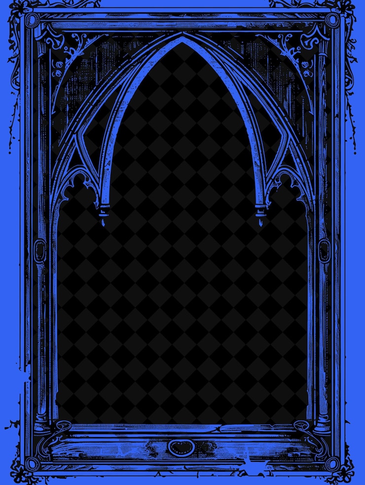 PSD marco de renacimiento gótico con arcos puntiagudos y tréboles diseños abstractos creativos png