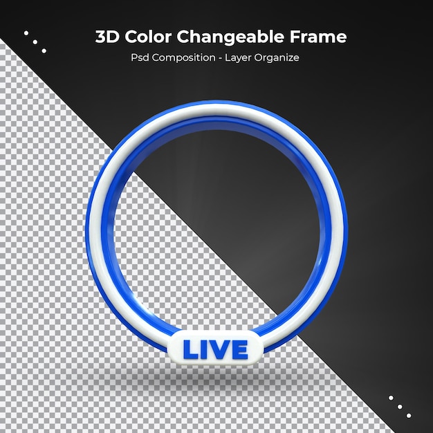 PSD marco de representación 3d de perfil circular para transmisión en vivo en las redes sociales