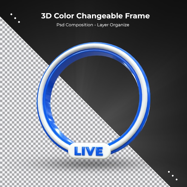 Marco de representación 3d de perfil circular para transmisión en vivo en las redes sociales