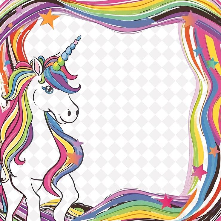 PSD marco de resina con cuerdas de hilo de color arco iris y unicornio de png diseño de fondo creativo