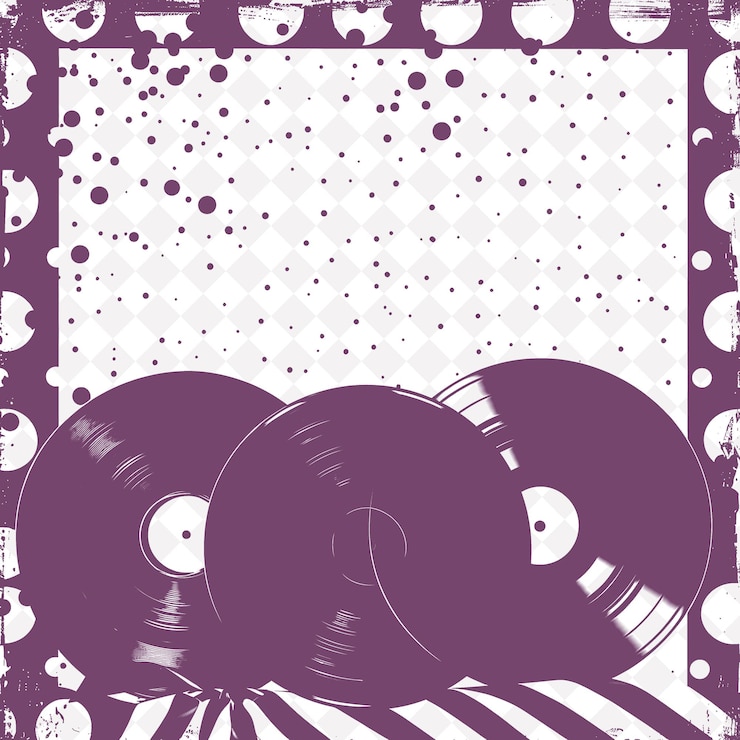 PSD marco retro polka dot envuelto con cinta a rayas y diseño de fondo creativo png de vinilo