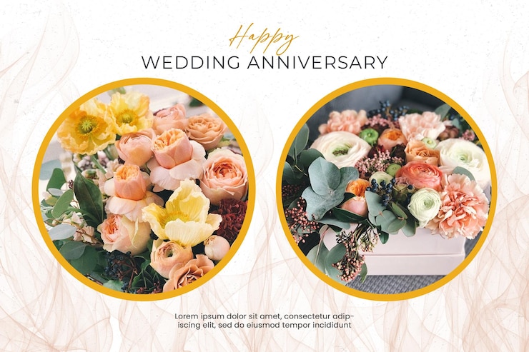 PSD marco de tarjeta de invitación de aniversario de boda feliz