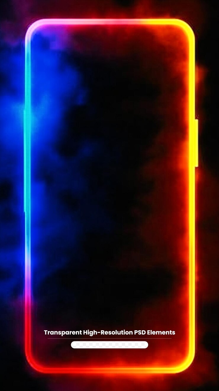 PSD un marco de teléfono de neón rosado y azul brillante