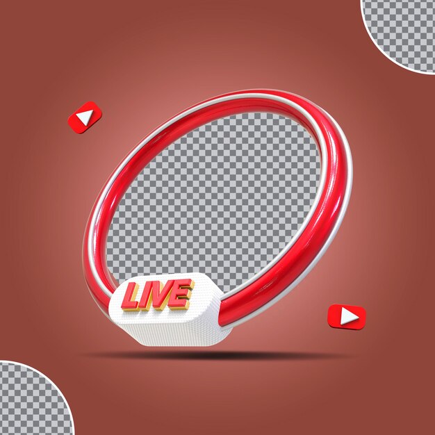 Marco de transmisión en vivo 3D en el icono de redes sociales