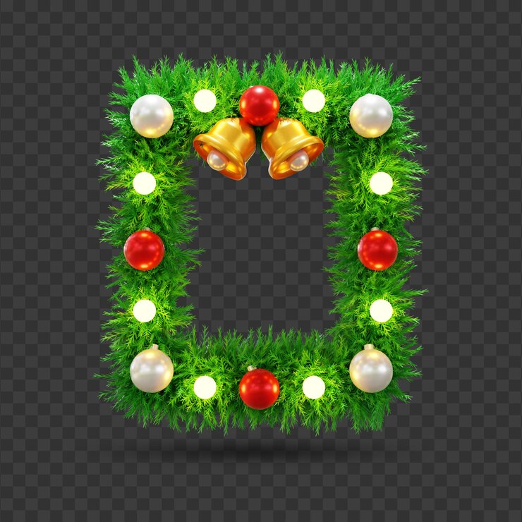 PSD marco transparente de guirnalda de navidad realista marco transparente de guirnalda de feliz navidad