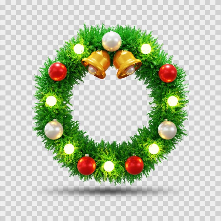 PSD marco transparente de guirnalda de navidad realista marco transparente de guirnalda de feliz navidad
