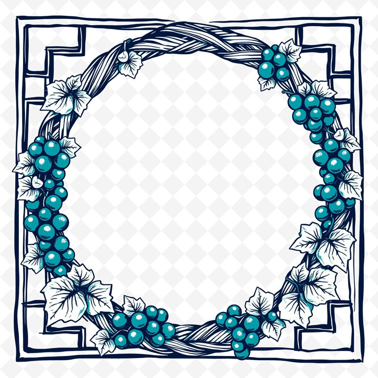 PSD marco vectorial con corona de vid tejida diseño de decoración de acción de gracias inspirado en gr png artificial