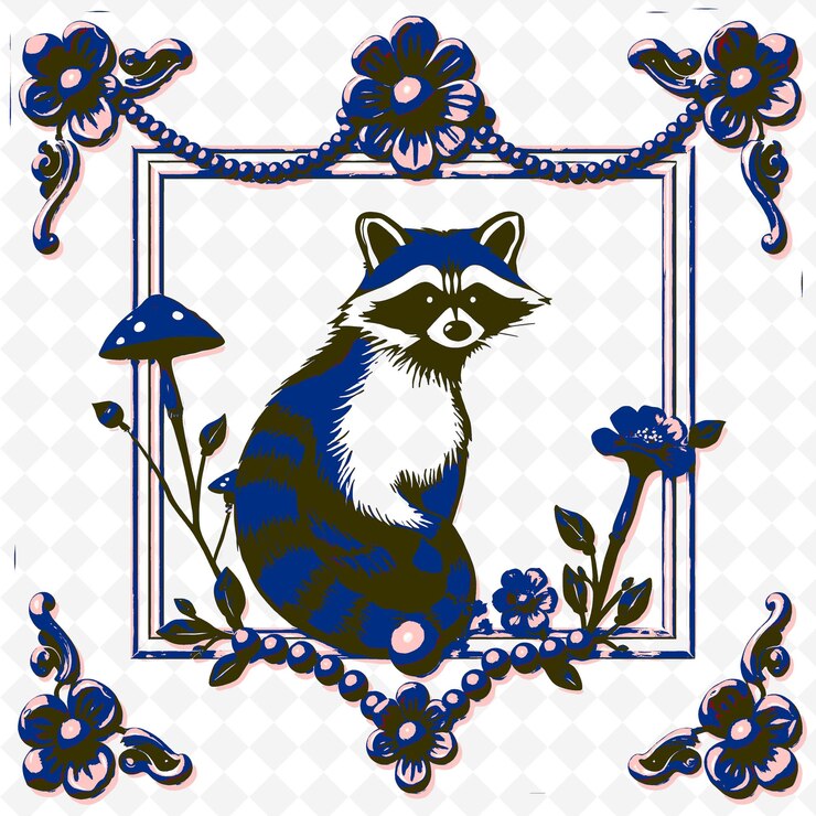 PSD marco vectorial con dulces formas de mapaches motivos de setas png diseño de decoración de acción de gracias inspirado