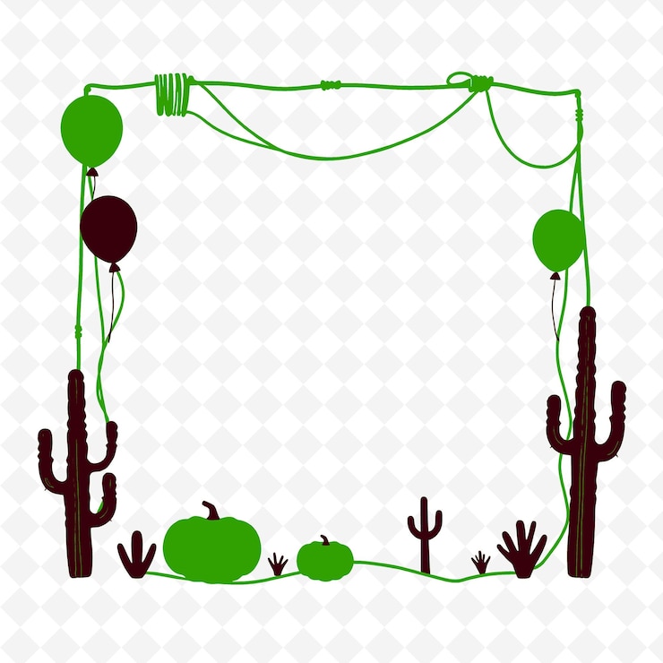PSD marco vectorial con hilo calabazas hilo y globos pum png diseño de decoración de acción de gracias inspirado