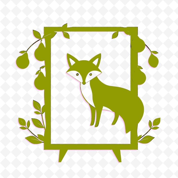 PSD marco vectorial con recortes de zorro amistosos decoración de pera diseño de decoración de acción de gracias inspirado en png