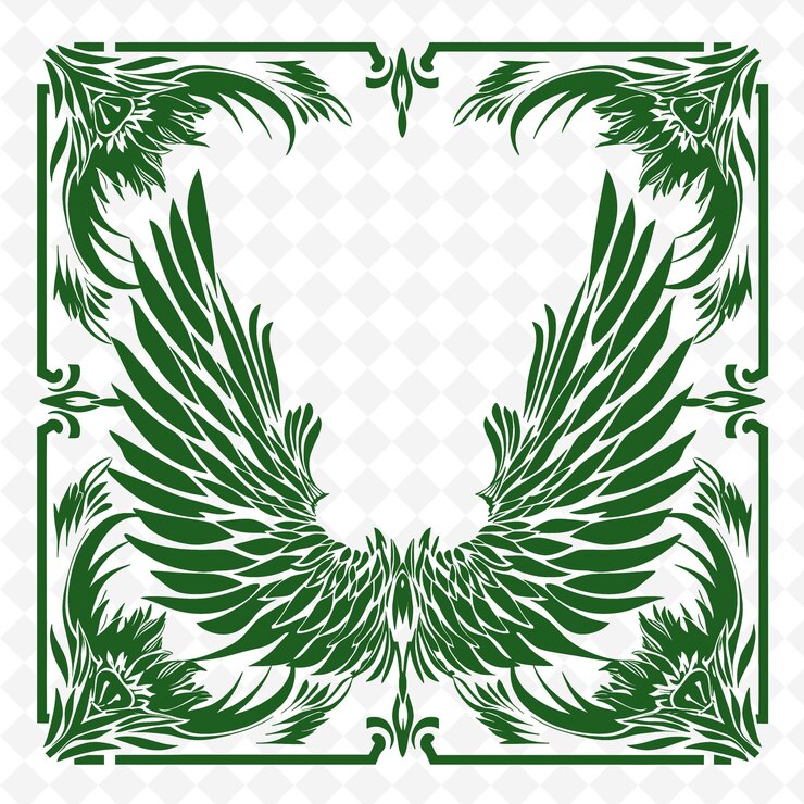 PSD un marco verde y blanco con un ángel verde en él