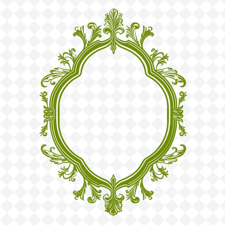 PSD el marco verde con la imagen de un patrón floral en un fondo blanco