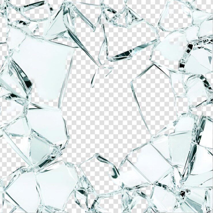 Marco de vidrio roto con fondo transparente