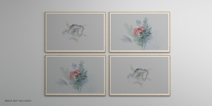 PSD marcos de fotos aislados en la pared blanca creative mood board frames mockup 3d rendering