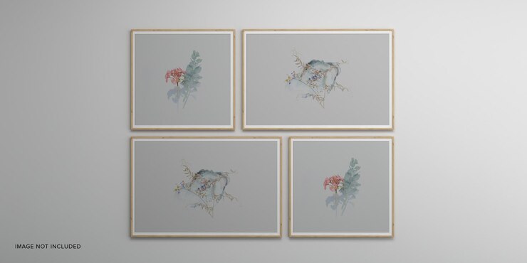 PSD marcos de fotos aislados en la pared blanca creative mood board frames mockup 3d rendering