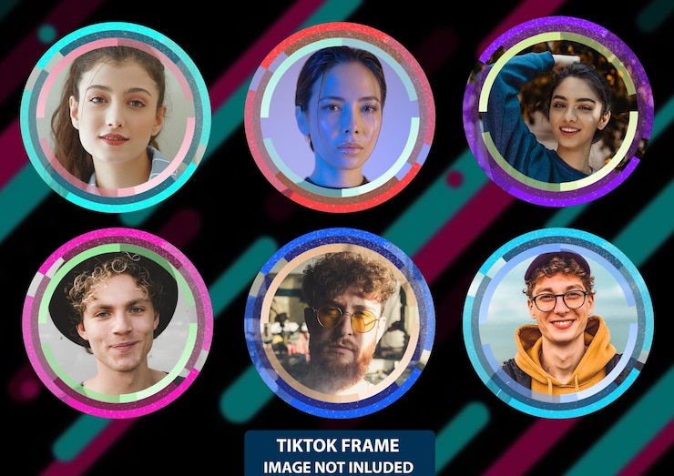 PSD marcos de fotos de perfil de tiktok en 6 tonos diferentes