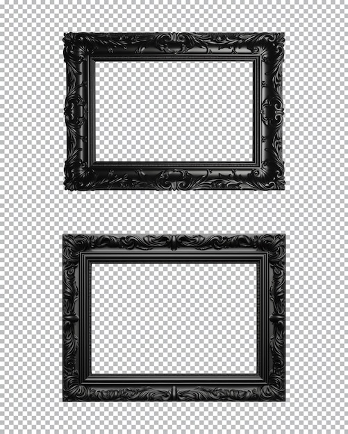PSD marcos rectangulares negros antiguos aislados sobre un fondo transparente png