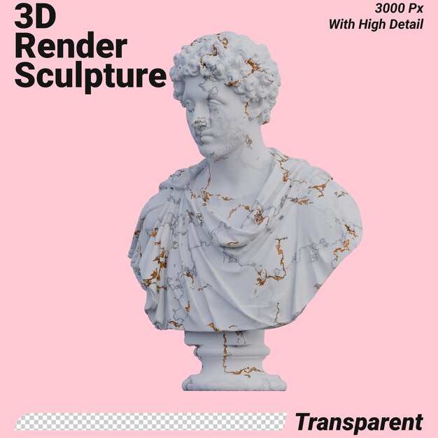 PSD marcus aurelius estátua 3d torna isolado perfeito para o seu projeto