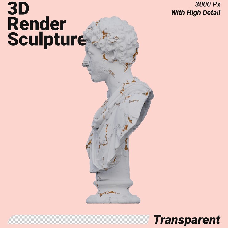 PSD marcus aurelius statue 3d rendert isoliert perfekt für ihr design